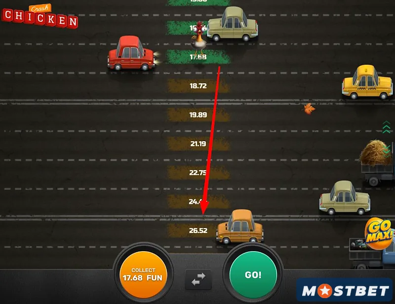 Android tətbiqində Crash Chicken oyunu: toyuq multiplikatorlu yolu keçir